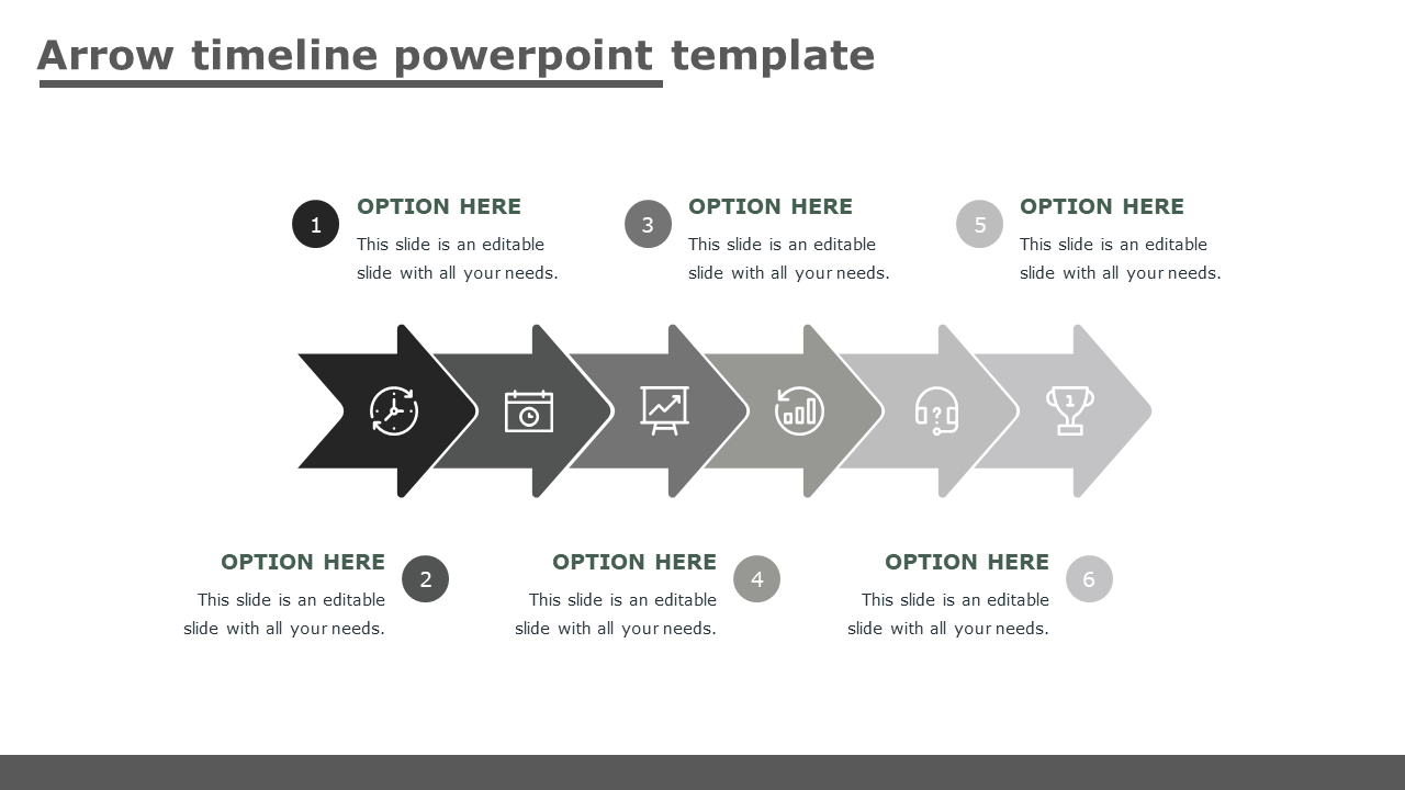 arrow timeline powerpoint template-gray